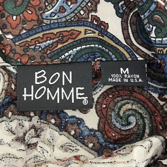 Bon Homme Mens Medium Paisley Print Short Sleeve Button Up Shirt Multicolor - Picture 3 of 5